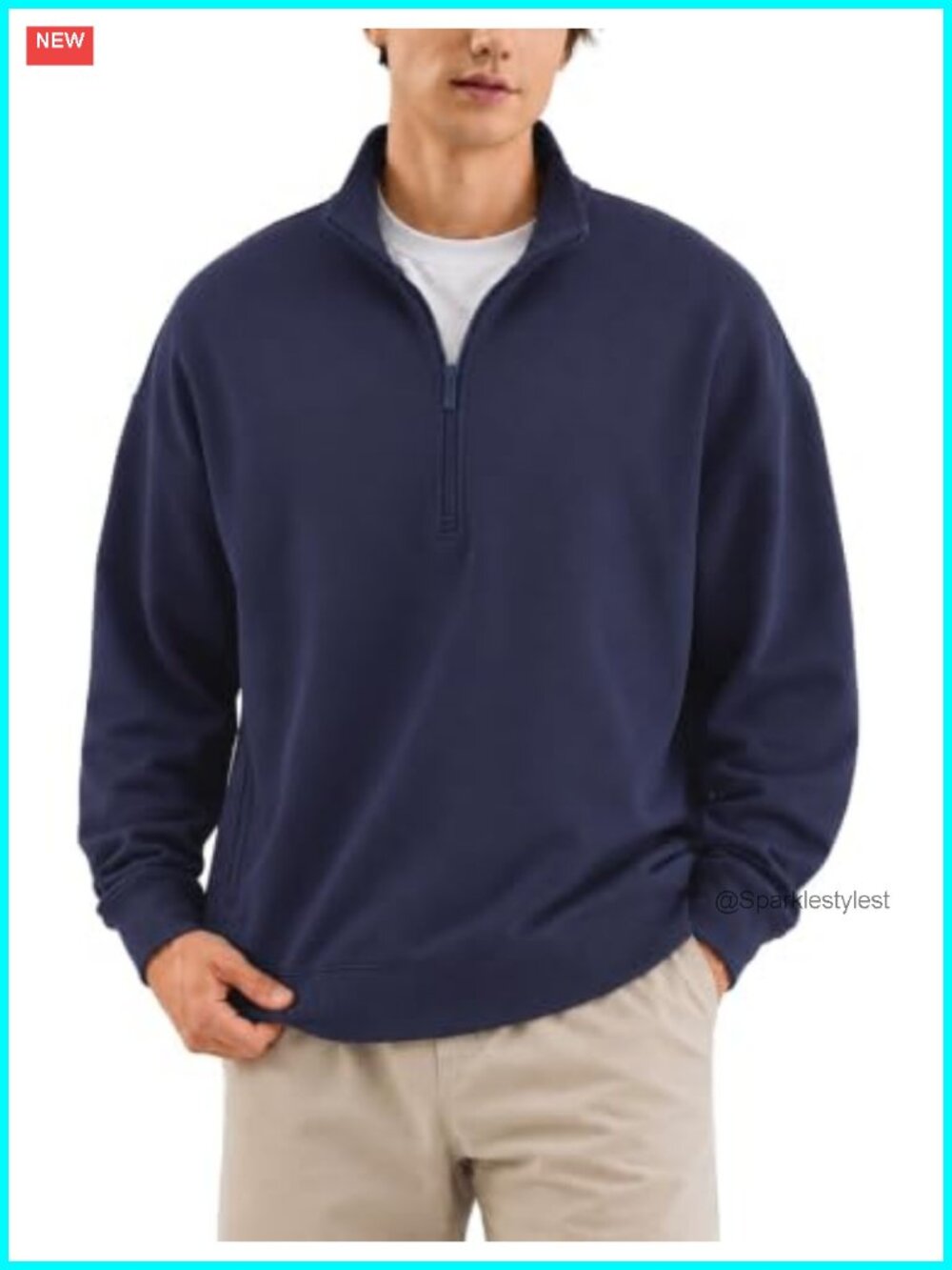 Quarter Zip Pullover Sweatshirt Oversized Heavyweight Fleece Cotton